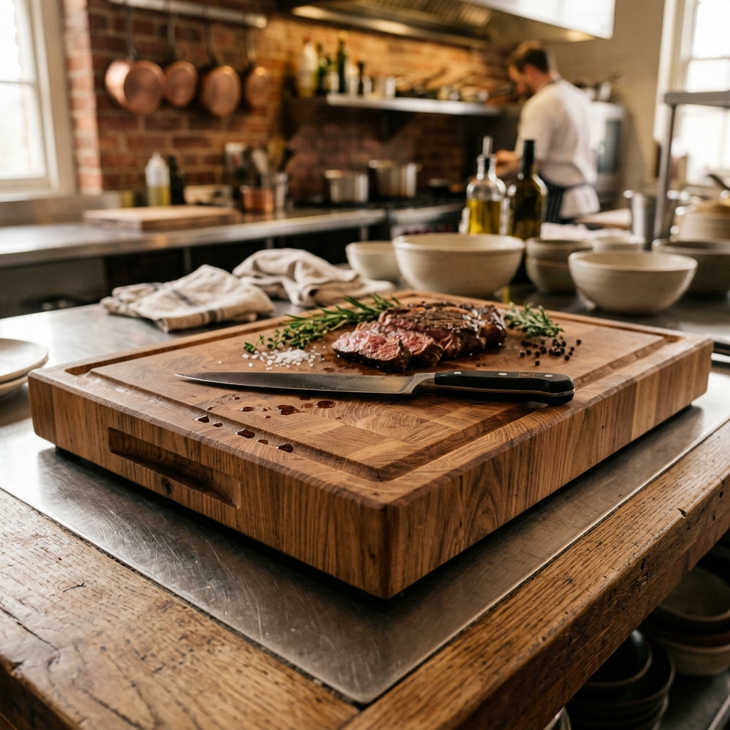 Thick solid oak butcher block chopping board